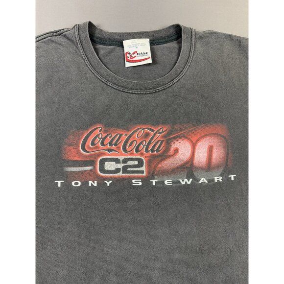 Vintage Y2K Nascar Coca Cola C2 Tony Stewart Racing Chase Authentics Faded XL T - Picture 6 of 12